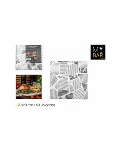 PAPEL ANTIGRASA BLANCO 20X20CM/50PC MY BAR