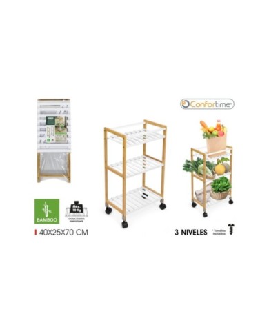 VERDULERO BAMBU 40X25X70CM WHITE CONFORTIME