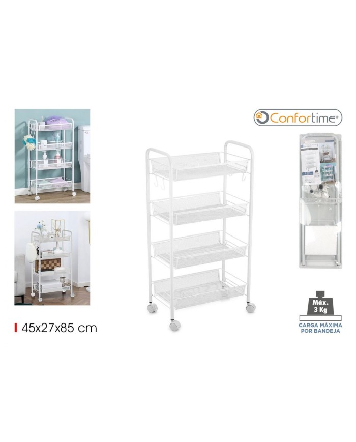 CARRITO AUXILIAR 4 NIVELES C/RUEDAS CONFORTIME