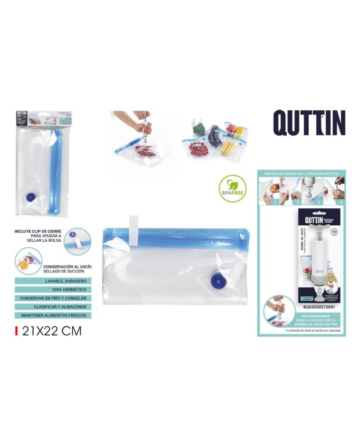 96SET 6 BOLSAS COMIDA REUT.VACIO 21X22CM QUT