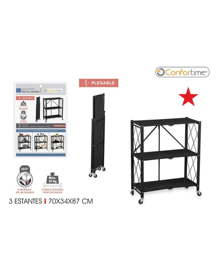 Y ESTANTERIA 3NIV.PLEGABLE 71X34X86CM CONF