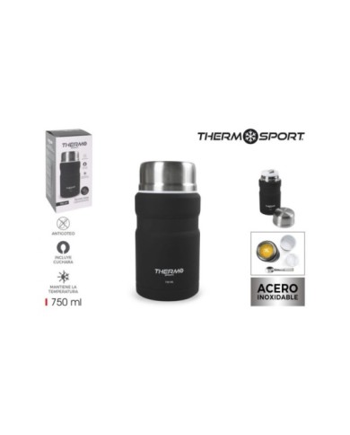 PRJ TERMO COMIDA ACERO NEGRO 750ML THERMOSPO