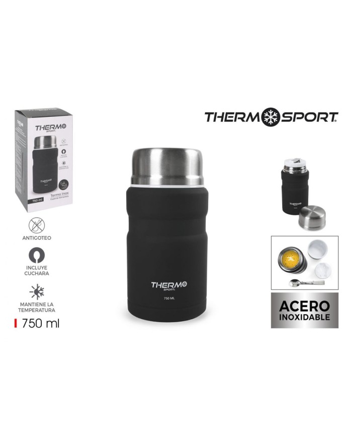 PRJ TERMO COMIDA ACERO NEGRO 750ML THERMOSPO