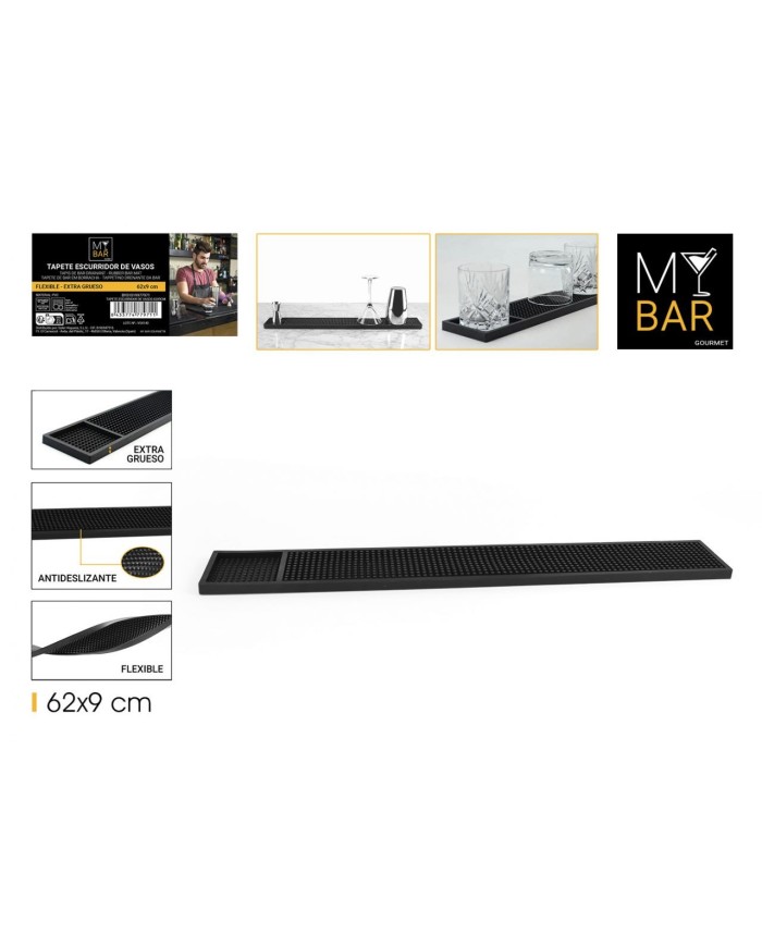 TAPETE ESCURRIDOR DE VASOS 62X9CM MY BAR