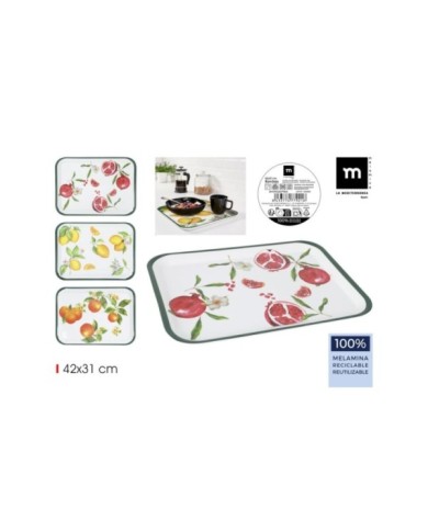 BANDEJA MELAMINA 42X31CM 3FRUTAS LA MEDITERRANEA