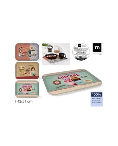 BANDEJA MELAMI.42X31CM 3SURT.RETRO LA MEDITERRAN