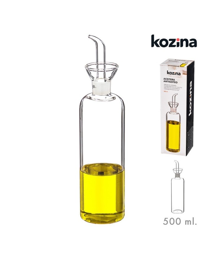 ACEITERA CRISTAL ANTIGOTEO CILINDRICA 500 ml