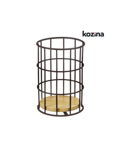 PORTACUBIERTOS MADERA/METAL NEGRO 17 cm