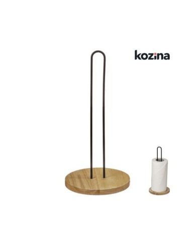 PORTARROLLOS MADERA/METAL NEGRO 33 cm