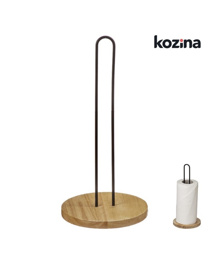 PORTARROLLOS MADERA/METAL NEGRO 33 cm