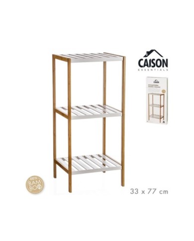 ESTANTERIA BAMBU 3 BALDAS BLANCAS