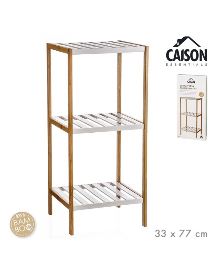 ESTANTERIA BAMBU 3 BALDAS BLANCAS