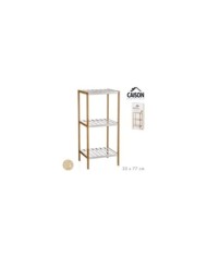 ESTANTERIA BAMBU 3 BALDAS BLANCAS