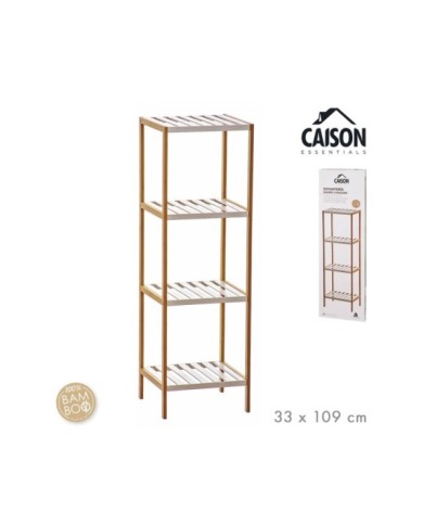 ESTANTERIA BAMBU 4 BALDAS BLANCAS