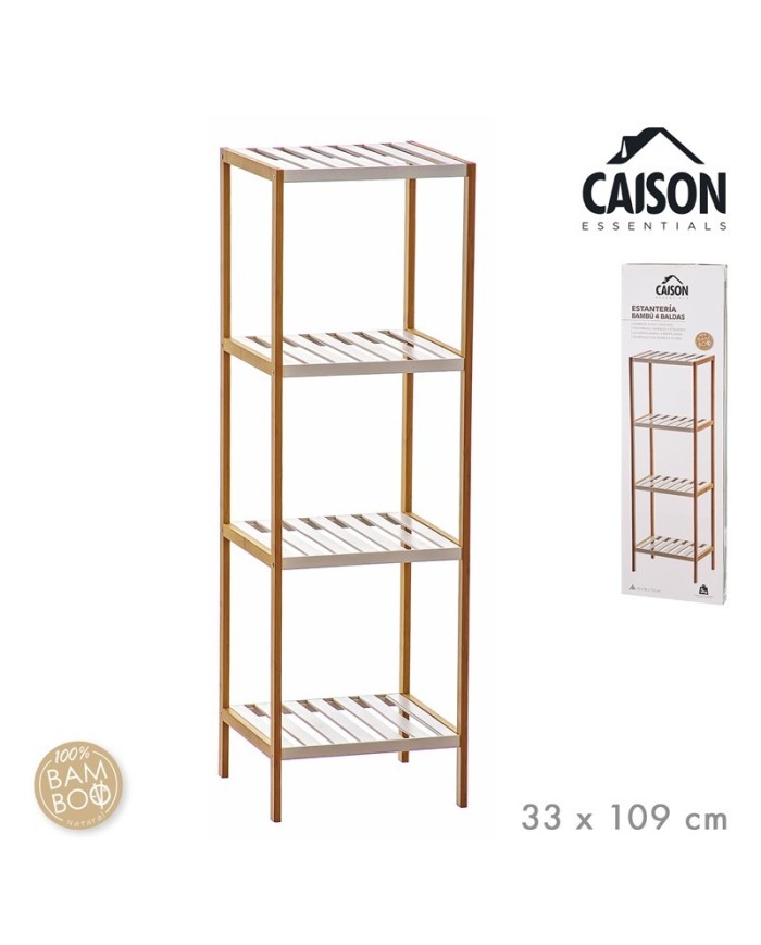ESTANTERIA BAMBU 4 BALDAS BLANCAS