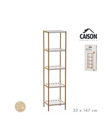 ESTANTERIA BAMBU 5 BALDAS BLANCAS