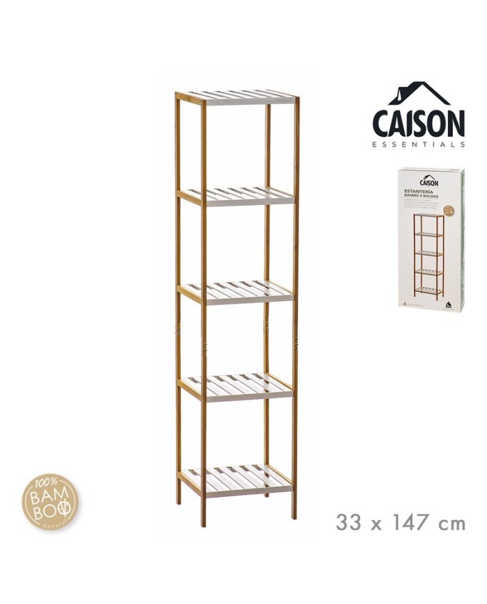 ESTANTERIA BAMBU 5 BALDAS BLANCAS