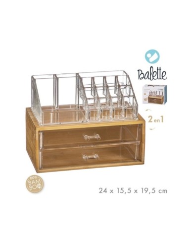 ORGANIZADOR COSMETICOS BAMBU + 2 CAJONES