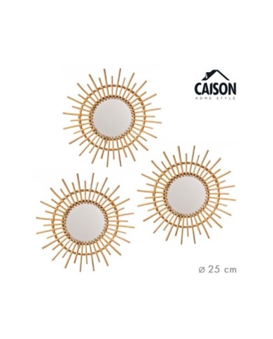 SET 3 ESPEJOS PARED RATAN GEFJUN 3Ux25 cm
