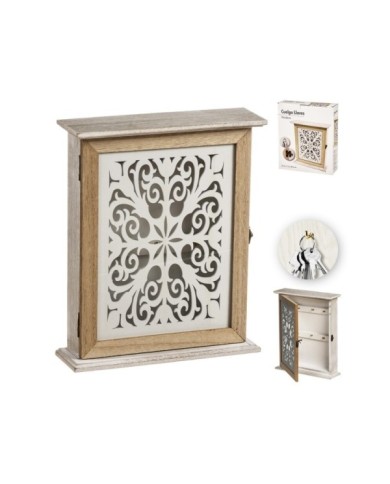 CUELGALLAVES MADERA MANDALA 29,5 cm T/CRISTAL