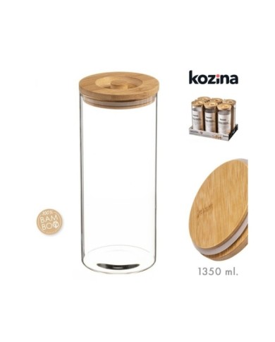 TARRO CRISTAL TAPA BAMBU 1350 ml