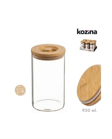 TARRO CRISTAL TAPA BAMBU 950 ml