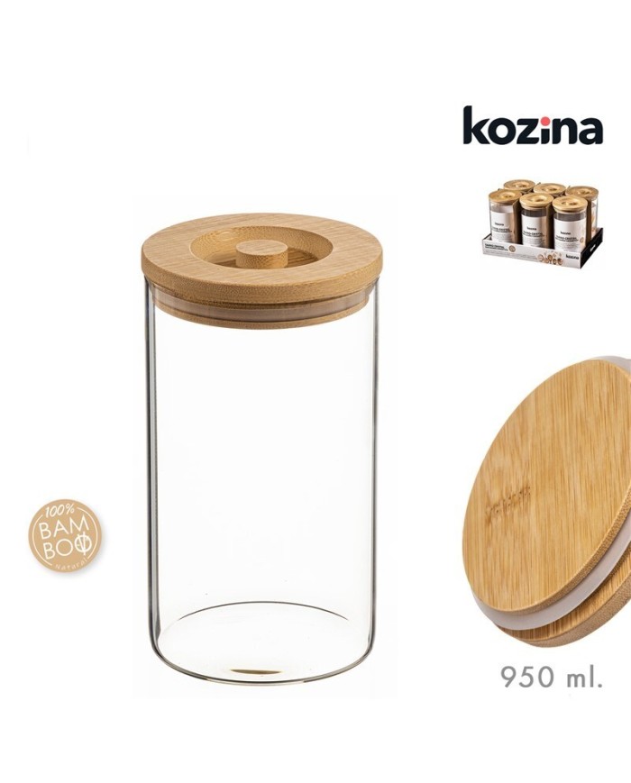 TARRO CRISTAL TAPA BAMBU 950 ml
