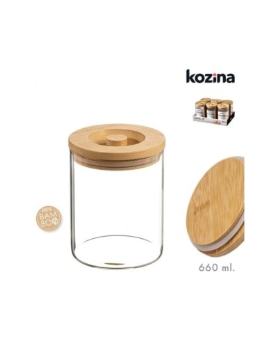 TARRO CRISTAL TAPA BAMBU 660 ml