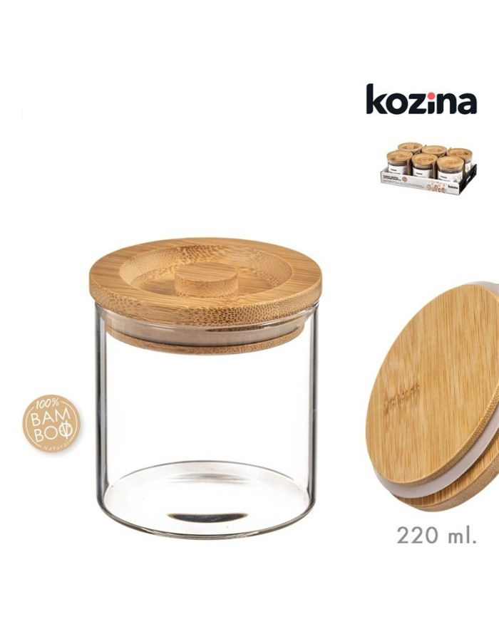 TARRO CRISTAL TAPA BAMBU 220ml
