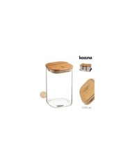 TARRO CRISTAL CUADRADO TAPA BAMBU  250 ml