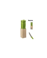 SET 6 CUCHILLO CARNE CON BASE MADERA