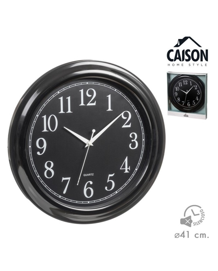 RELOJ PARED NEGRO Y BLANCO B 41 cm