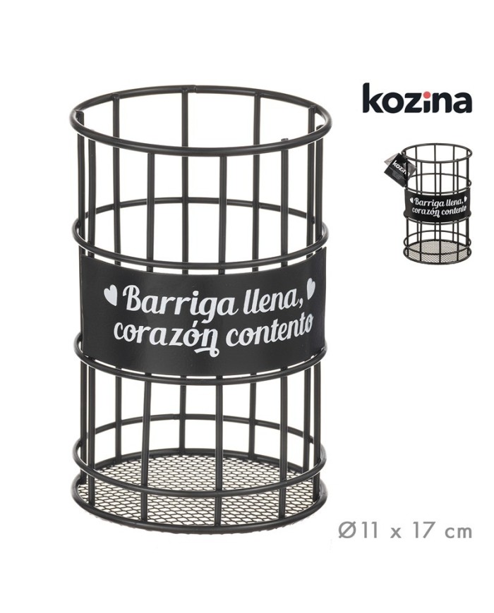 PORTACUBIERTOS ACERO 11,2x11,2x17 cm NEGRO STAMP