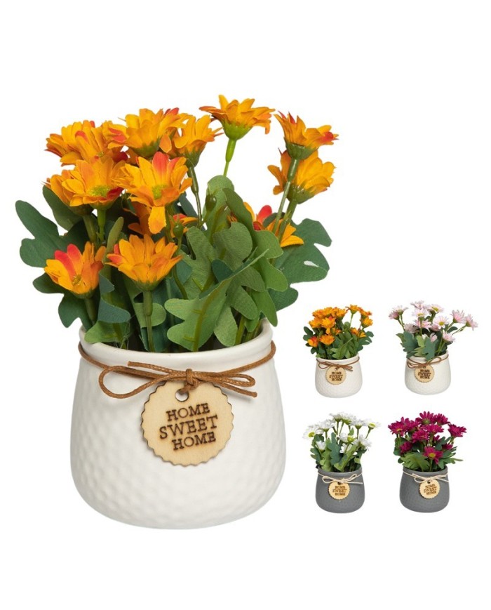 MACETA CON MARGARITAS COLORES S/4