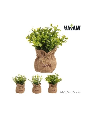 MACETA YUTE PLANTA ARTIFICIAL Ø6,5x15 cm SURT/3