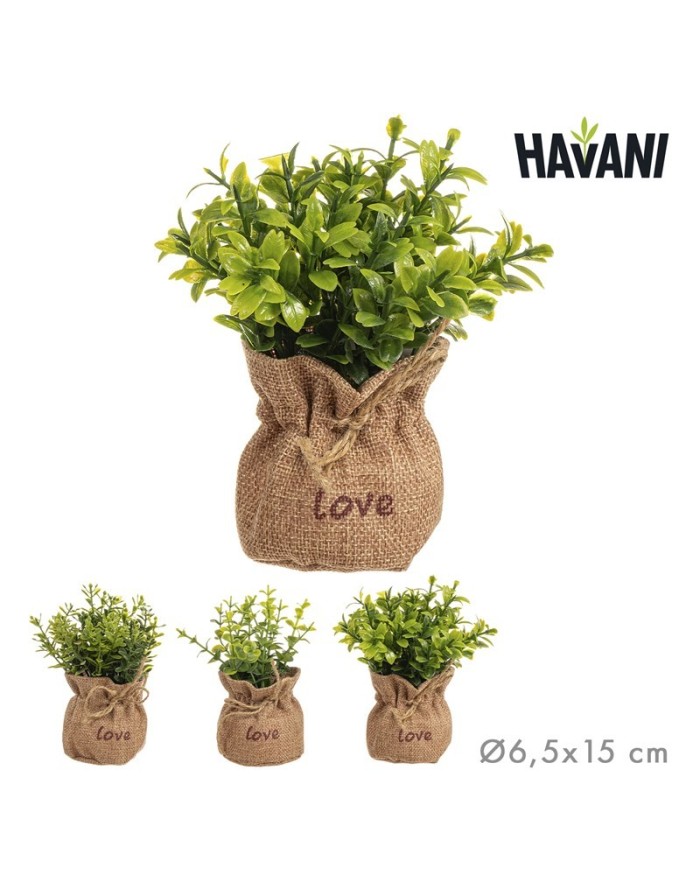 MACETA YUTE PLANTA ARTIFICIAL Ø6,5x15 cm SURT/3