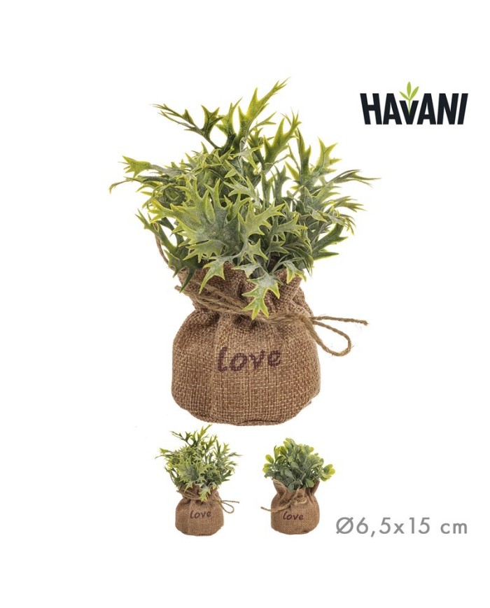 MACETA YUTE PLANTA ARTIFICIAL Ø6,5x15 cm SURT/2