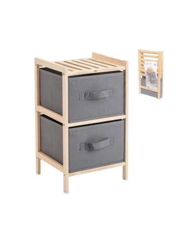 MUEBLE AUXILIAR MADERA 2 CAJONES GRIS