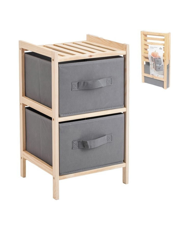 MUEBLE AUXILIAR MADERA 2 CAJONES GRIS