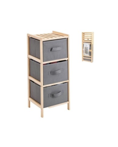 MUEBLE AUXILIAR MADERA 3 CAJONES GRIS