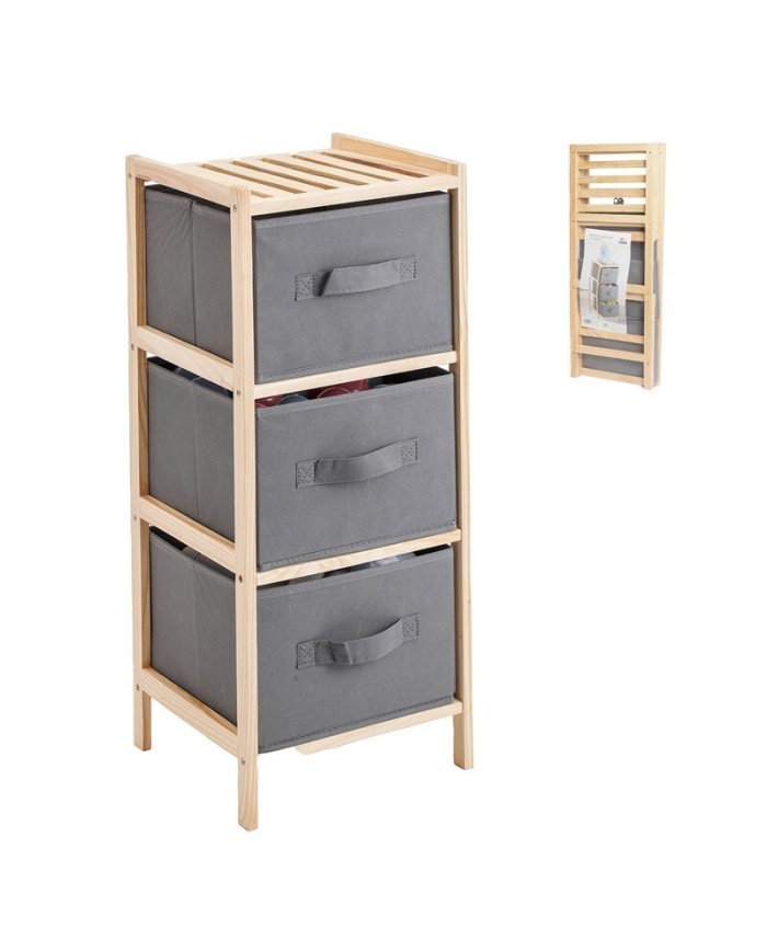 MUEBLE AUXILIAR MADERA 3 CAJONES GRIS