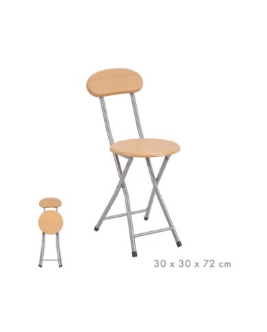 TABURETE PLEGABLE CON RESPALDO MADERA 72 CM