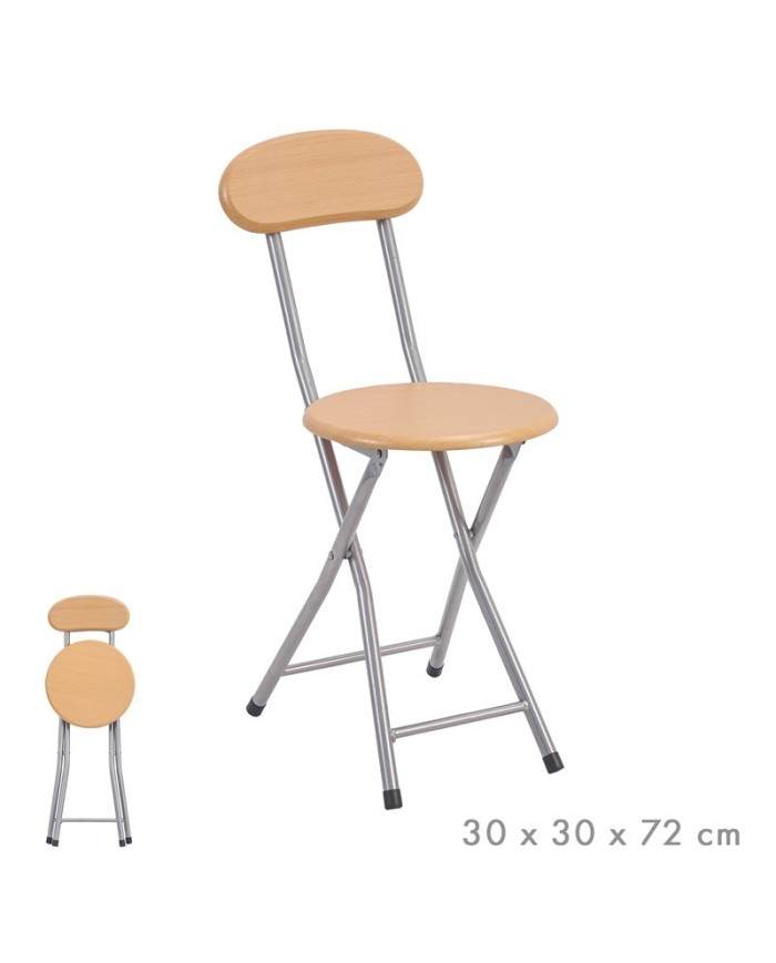 TABURETE PLEGABLE CON RESPALDO MADERA 72 CM