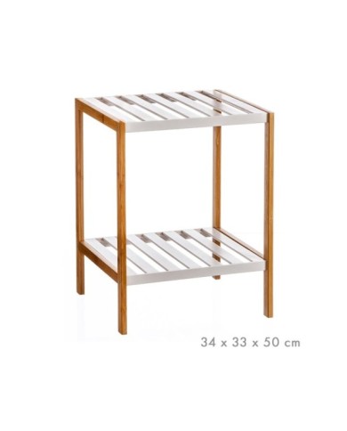 ESTANTERIA BAMBU 2 BALDAS BLANCAS