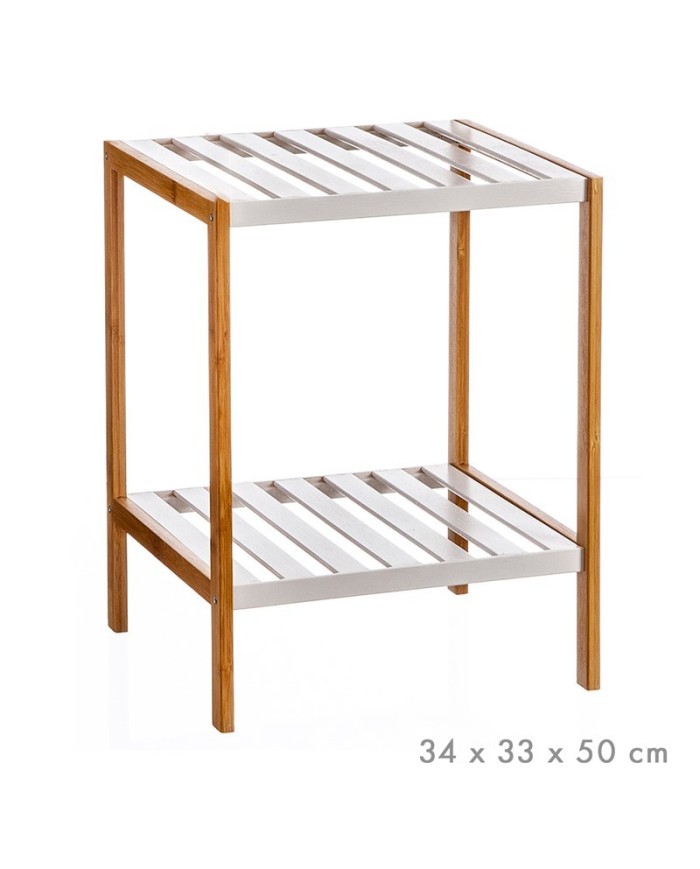 ESTANTERIA BAMBU 2 BALDAS BLANCAS