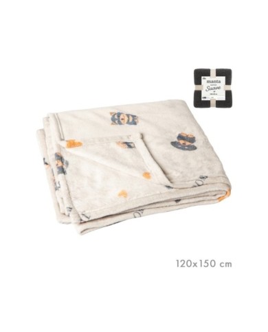 MANTA POLAR COZY DOGS GRIS 120 x 180 CM