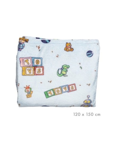 MANTA POLAR DINO TOYS AZUL 120 x 150 CM