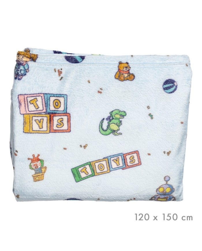 MANTA POLAR DINO TOYS AZUL 120 x 150 CM