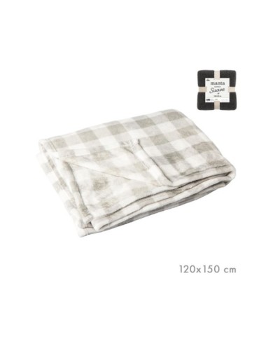 MANTA POLAR VICHY TAUPÉ 120 x 150 CM