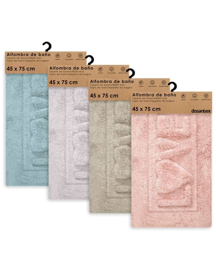ALFOMBRA BAÑO LOVE SURTIDO COLORES 45cm X 75cm
